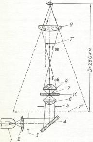 Схема оптического микроскопа